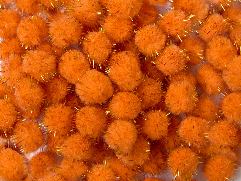 Помпоны с люрексом (цв.оранжевый) 1.5см