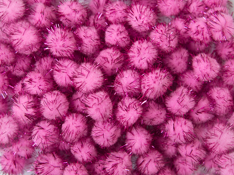Помпоны с люрексом (цв.розовый) 3см